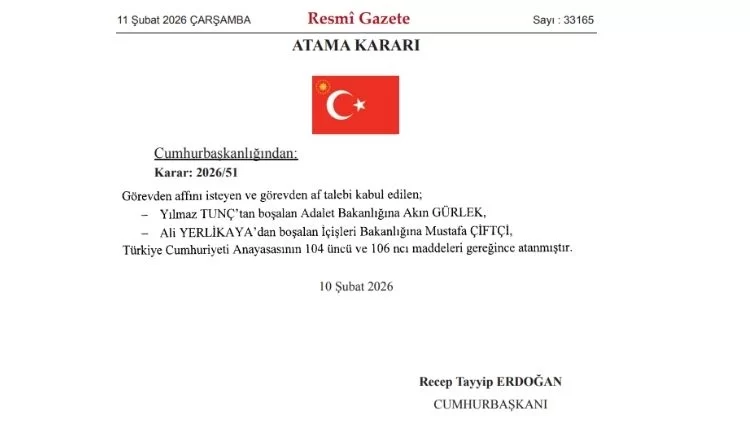 Adalet ve İçişleri Bakanı Değişti